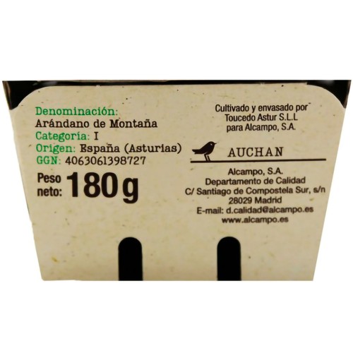 ALCAMPO CULTIVAMOS LO BUENO ECOLÓGICO Arándanos ecológicos, bandeja 180 g.
