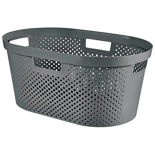 Cesta color gris osucuro para ropa, 40 litros de capacidad, Infinity CURVER.
