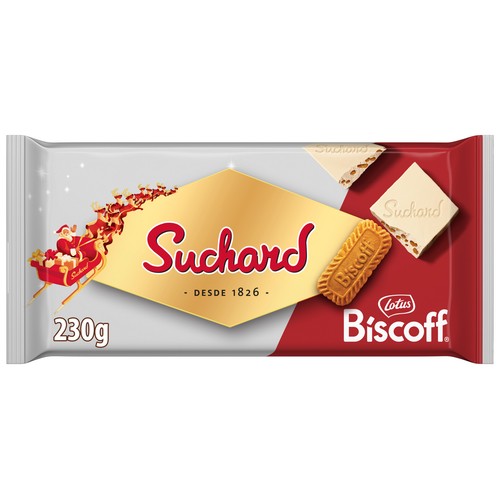 SUCHARD Turrón de chocolate blanco biscoff 230 g.