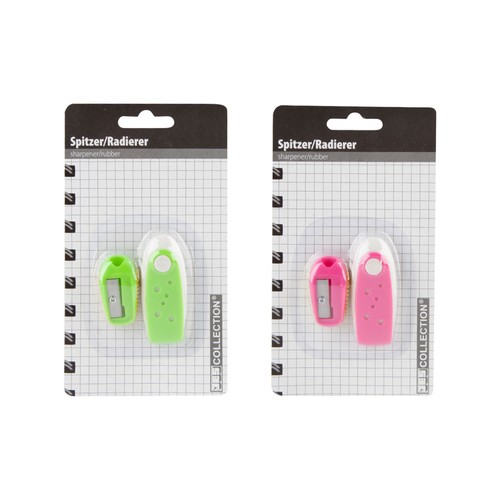 Pack de goma de borrar más sacapuntas. PAPELERÍA.