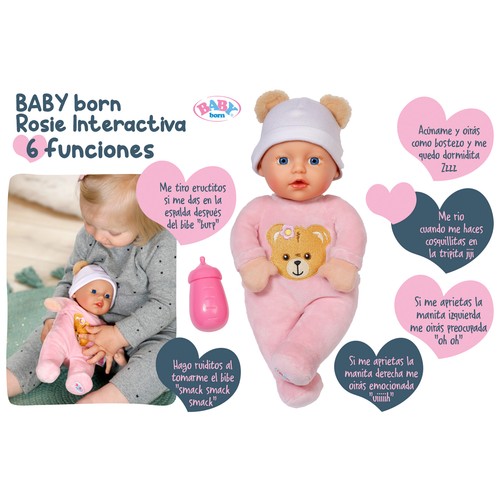 BABY BORN Muñeco Interactivo con 6 Funciones +1 Año