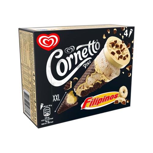 CORNETTO Cono helado sabor filipinos 4 x 90 ml. 248 g.