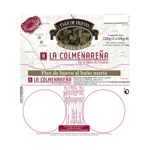 LA COLMENAREÑA Flan de huevo al baño maría LA COLMENAREÑA 2 x 110 g.