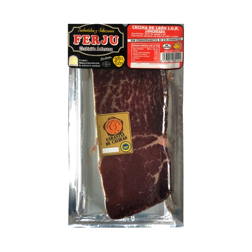 FERJU Cecina de vacuno con IGP Cecina de León, cortada en lonchas con separador FERJU 100 g.