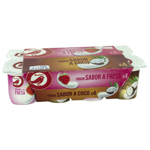 Imagen de AUCHAN Yogures de sabores variados (4 de fresa y 4 de coco) 8 x 125 g. Producto Alcampo