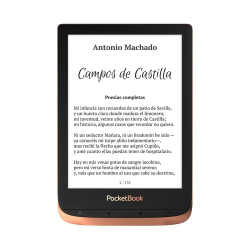 Libro electrónico 5,25 cm (6") POCKETBOOK Touch HD 3, color dorado.