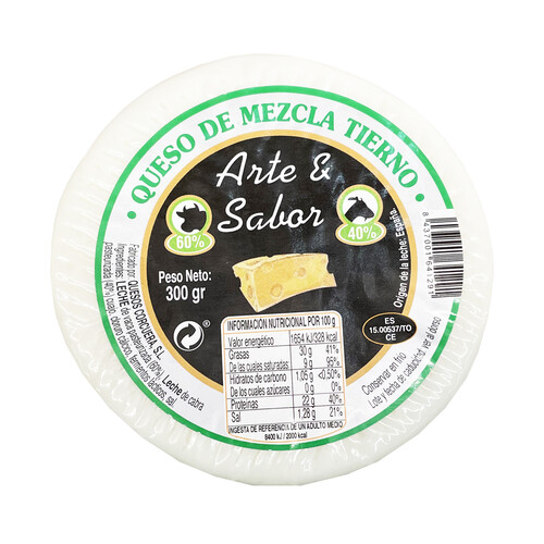 Queso tierno de vaca y cabra ARTE & SABOR 300g.