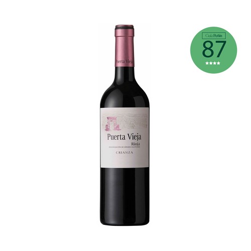 Vino tinto crianza con denominación de origen calificada Rioja PUERTA VIEJA botella de 75 cl.