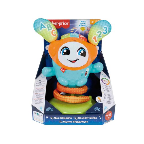 FISHER PRICE Boti Robotito Saltarín, juguete electrónico para aprender letras y números, regalo para bebé +9 meses (MATTEL HJP91)