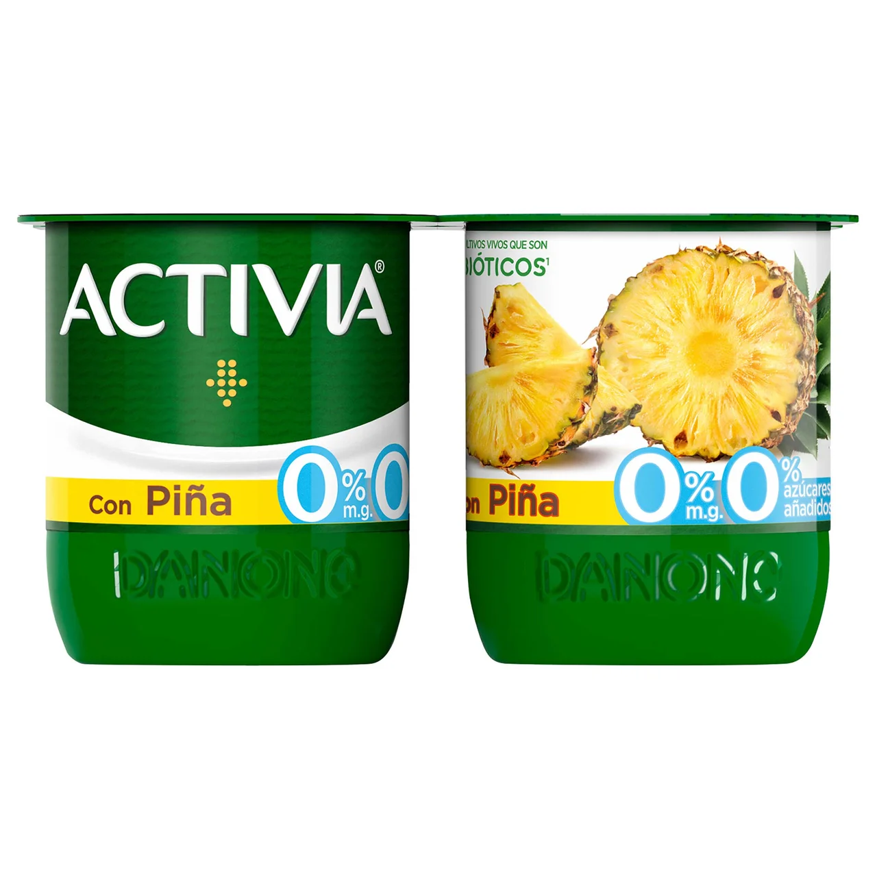 Bífidus desnatado (0% materia grasa) con trocitos de piña de Danone 4 x 120 g.