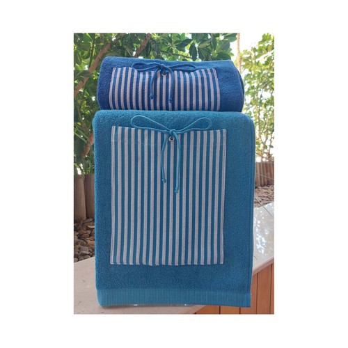 Toalla de playa rizo con bolsillo 90x160cm, 100% algodón, 360g/m². diferentes modelos, 1 unidad.