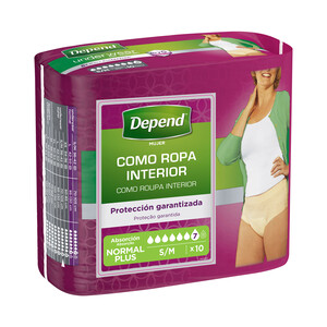 Imagen de DEPEND Pañal de incontinencia para mujer, talla s/m con absorción plus DEPEND WOMEN 10 uds