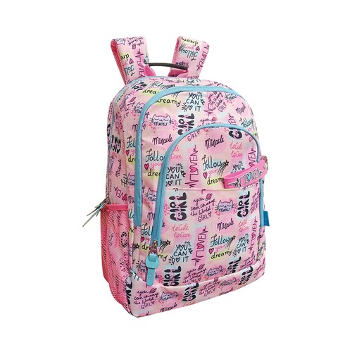 Mochila grande con 3 cremalleras 13x29x43 cm Love And Dreams. MITOS