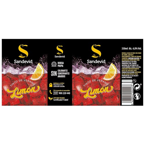 SANDEVID Tinto de verano con un toque de limón lata 33 cl.