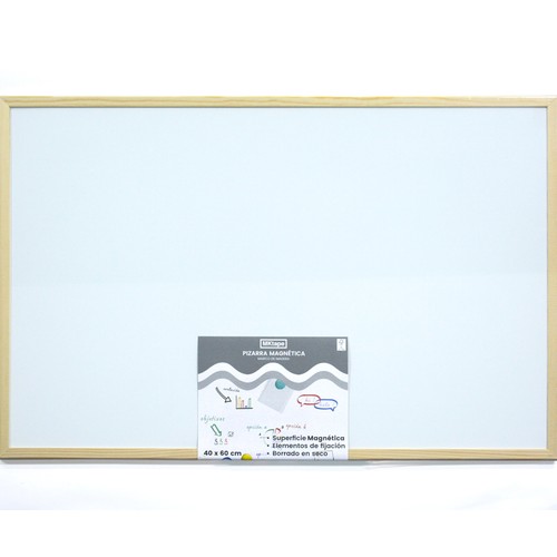 Pizarra magnética blanca con marco de madera 40x60cm MIMBEK.