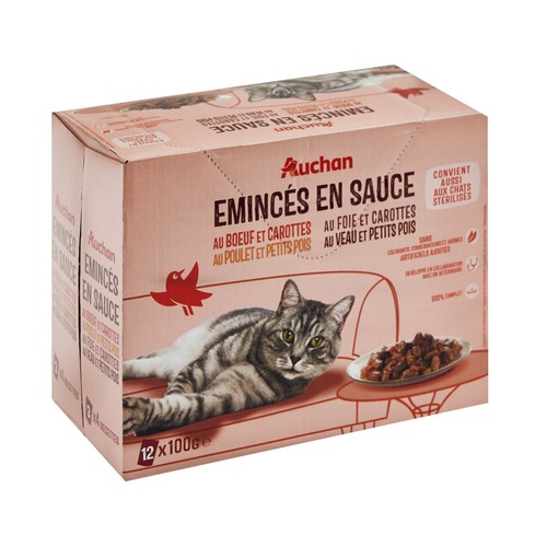 PRODUCTO ALCAMPO Alimento gatos húmedo, bolsas de carne en salsa 12 uds. x 100 g.
