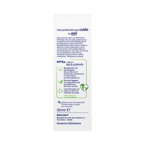 NIVEA Sun Protector solar facial con FPS 50+ (muy alto), para todo tipo de pieles 50 ml.