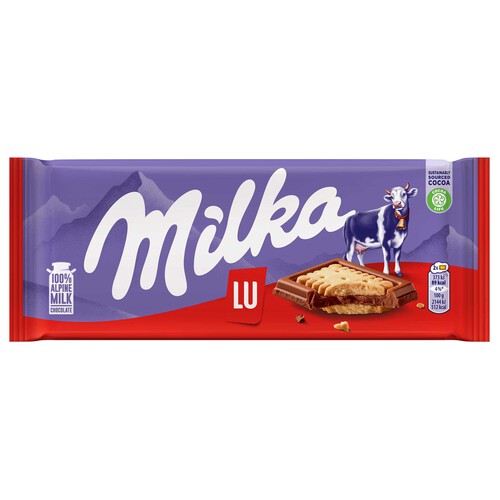 MILKA Chocolate con leche y galleta sandwich Lu 87 g.