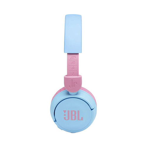 Auriculares bluetooth para niños tipo diadema JBL JR 310 BT, control de volumen, color azul y rosa.