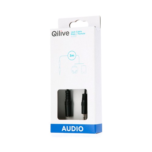 Cable alargador QILIVE JACK 3,5mm macho a hembra de 3m.