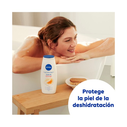 NIVEA Care & orange Gel para baño o ducha con vitaminas C y E y aroma a naranja 650 ml.