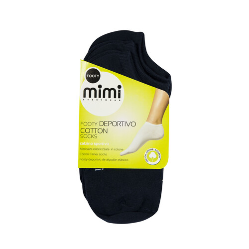 Pack de 3 calcetines invisibles para mujer MIMI Footy, color negro, talla 35/38.