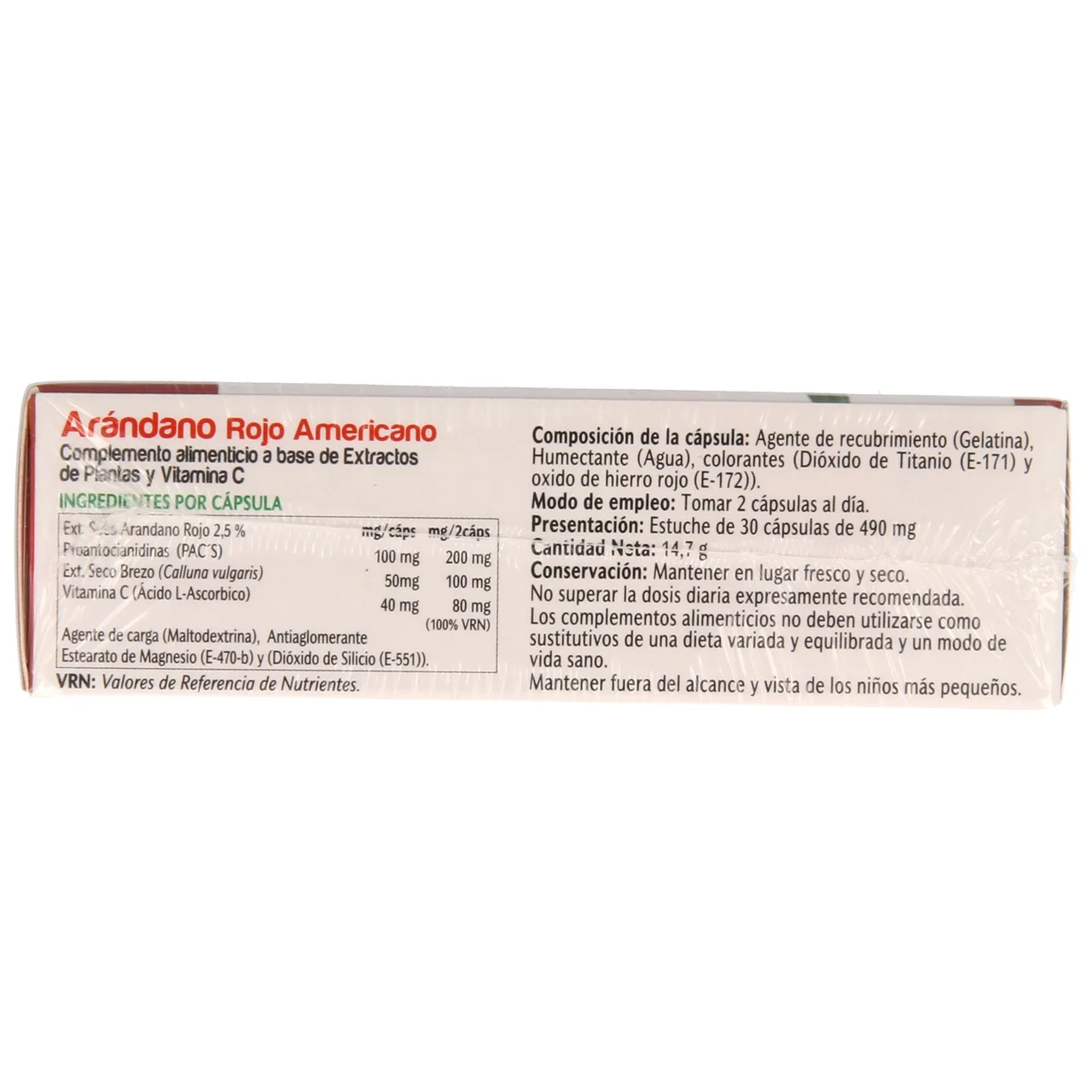 VIVE+ SALUD Y VIDA Complemento alimenticio VIVE PLUS ARÁNDANO ROJO AMERICANO 30 cápsulas