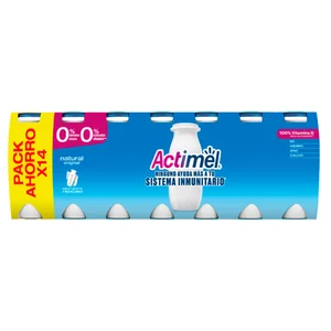ACTIMEL Leche fermentada con Lcasei, 0% materia grasa y sabor natural de Danone 14 x 100 g.
