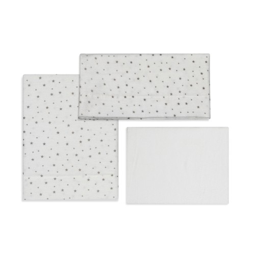 Tríptico de cuna color gris, estampado de estrellas