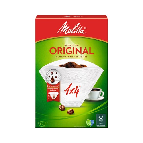 Filtros para cafetera, nº 1x4 MELITTA 80 unidades.
