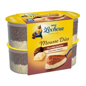 Imagen de LA LECHERA Mousse de chocolate con leche y chocolate blanco de Nestlé 4 x 59 g.