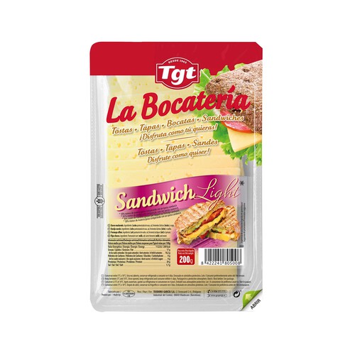 Queso en lonchas light para sandwich TGT LA BOCATERÍA 200 g.