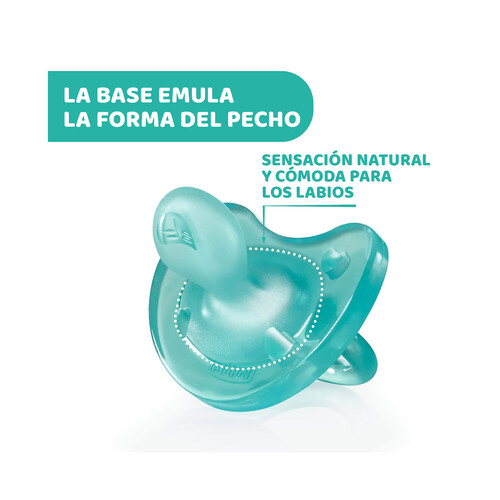 CHICCO Chupetes de silicona con tetinas anatómicas, para bebés de 6 a 16 meses CHICCO Physio soft 2 uds.