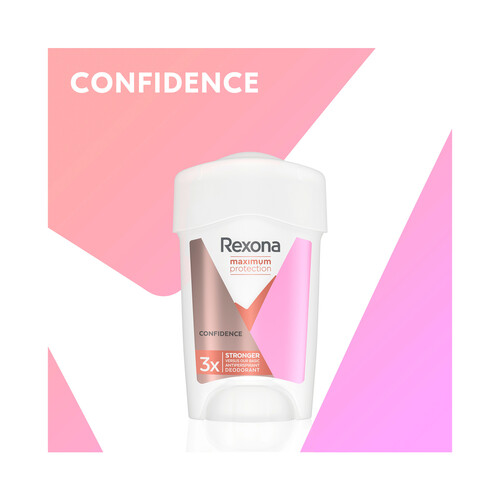 REXONA Desodorante en stick para mujer, con protección continua contra el olor REXONA Confidence 45 ml.