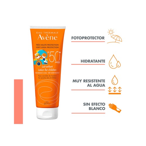 THERMALE AVÉNE Leche solar protectora, especial niños, con FPS 50+ (muy alto) 250 ml.