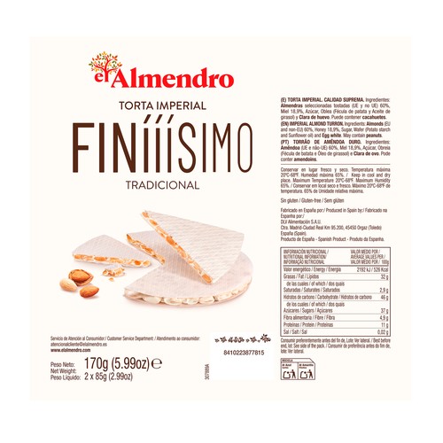 EL ALMENDRO Turrón finííísimo duro 170 g.