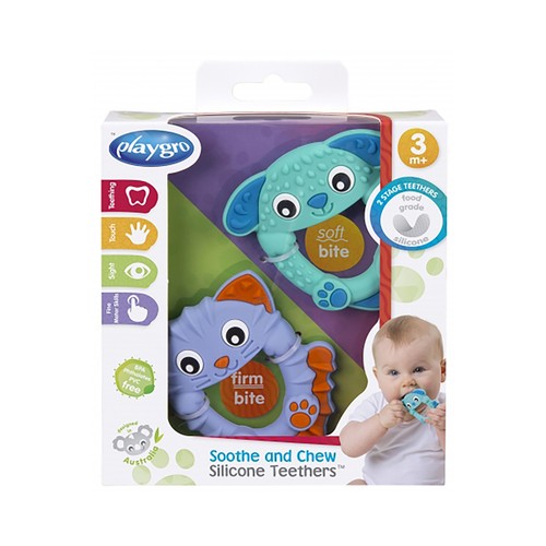 2 Mordedores de silicona, PLAYGRO.