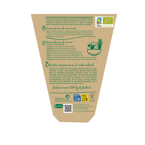 Cebollino ecológico  ALCAMPO PRODUCCIÓN CONTROLADA ECOLÓGICO maceta.