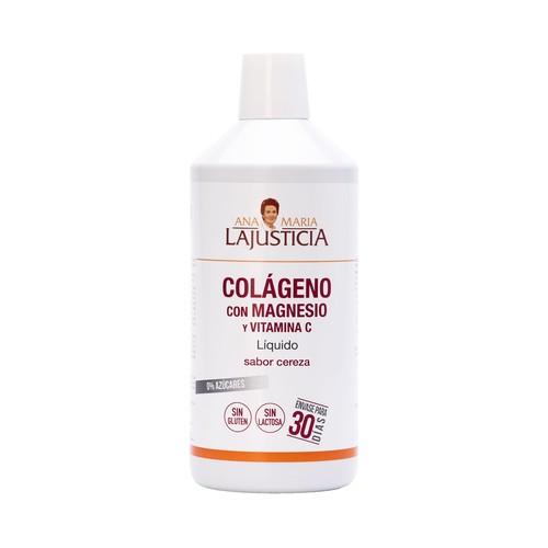 ANA MARIA LAJUSTICIA® Complemento alimenticio a base de colágeno líquido, magnesio y vitamina C, con sabor a cereza 1 l.