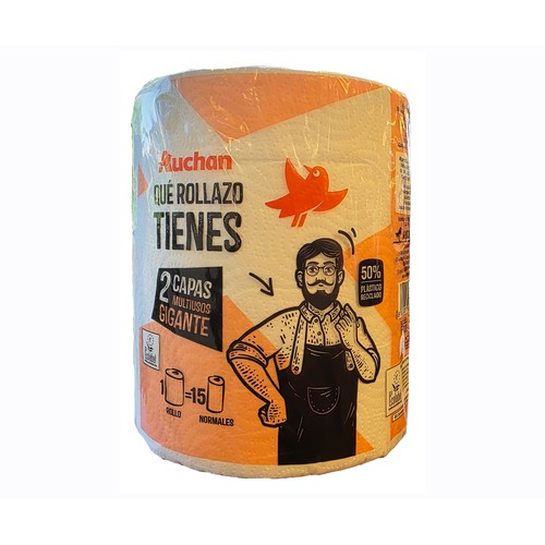 Papel de cocina multiusos gigante, doble capa PRODUCTO ALCAMPO 144 mts.