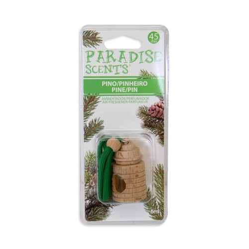 Ambientador de coche con perfumador de madera para colgar con olor a pino PARADISE SCENTS.