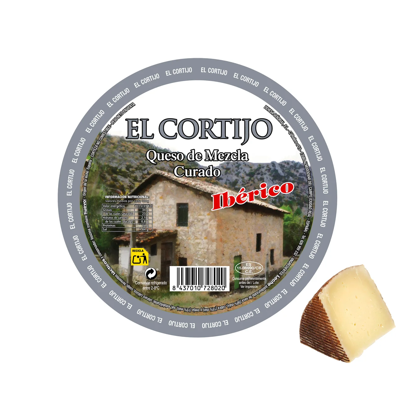 Queso mezcla curado Ibérico. - Trozo