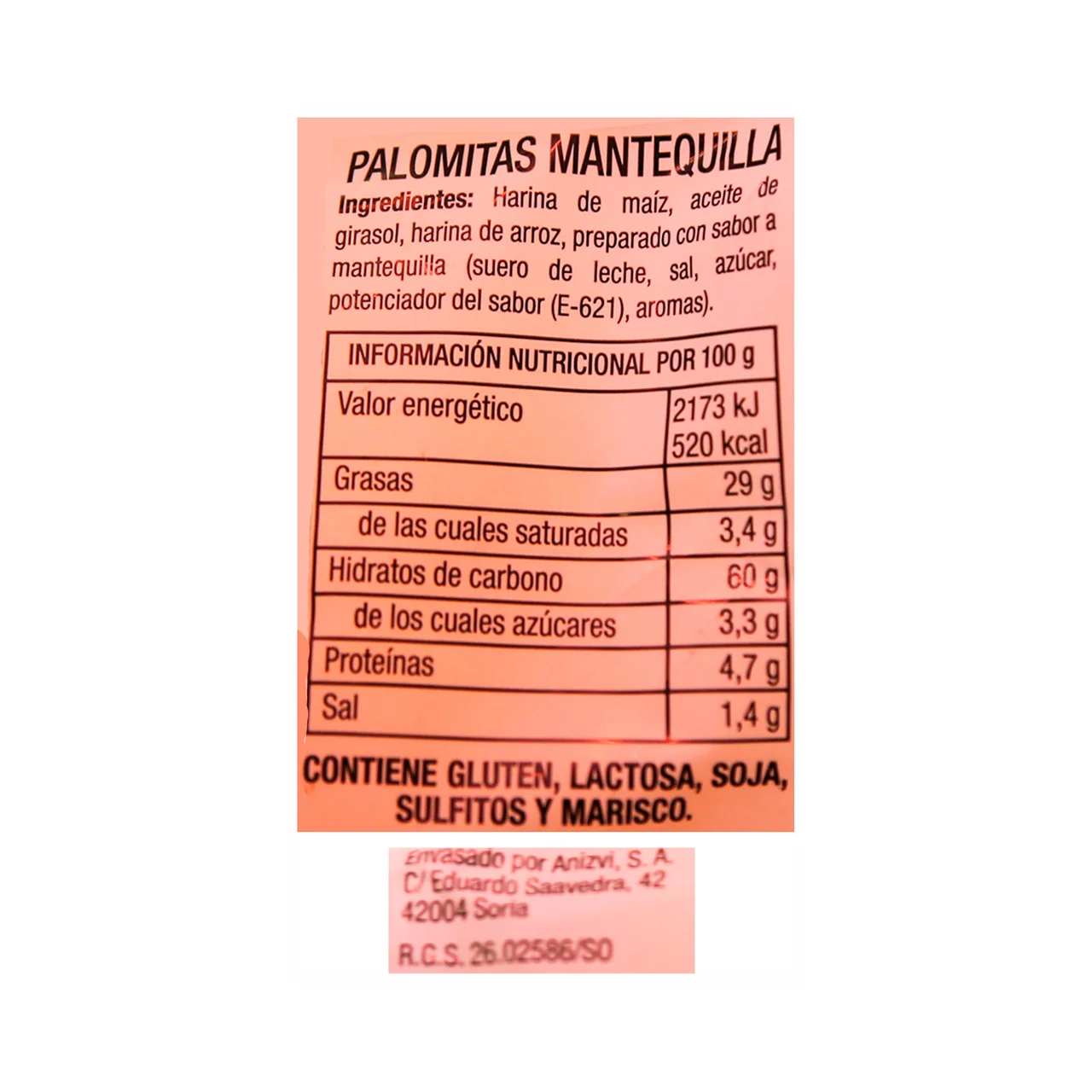 Palomitas de matequilla 80 g.