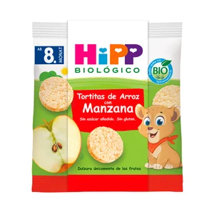 HIPP Biológico Tortitas de arroz con manzana ecológicas, a paritr de 8 meses 30 g.