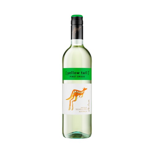 YELLOW TAIL  Vino blanco elaborado en Australia con uvas variedad Pinot Grigio YELLOW TAIL botella de 75 cl.