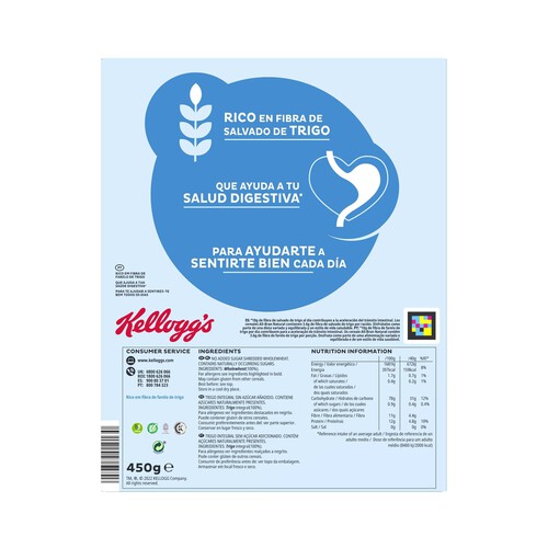KELLOGG'S Cereales fibra integral 0% azúcares añadidos KELLOGG'S ALL BRAN NATURAL 450 g.