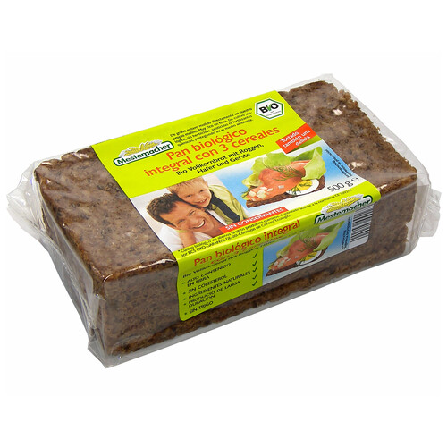 MESTEMACHER Pan integral con 3 cereales ecológico MESTEMACHER bolsa de 500 g.