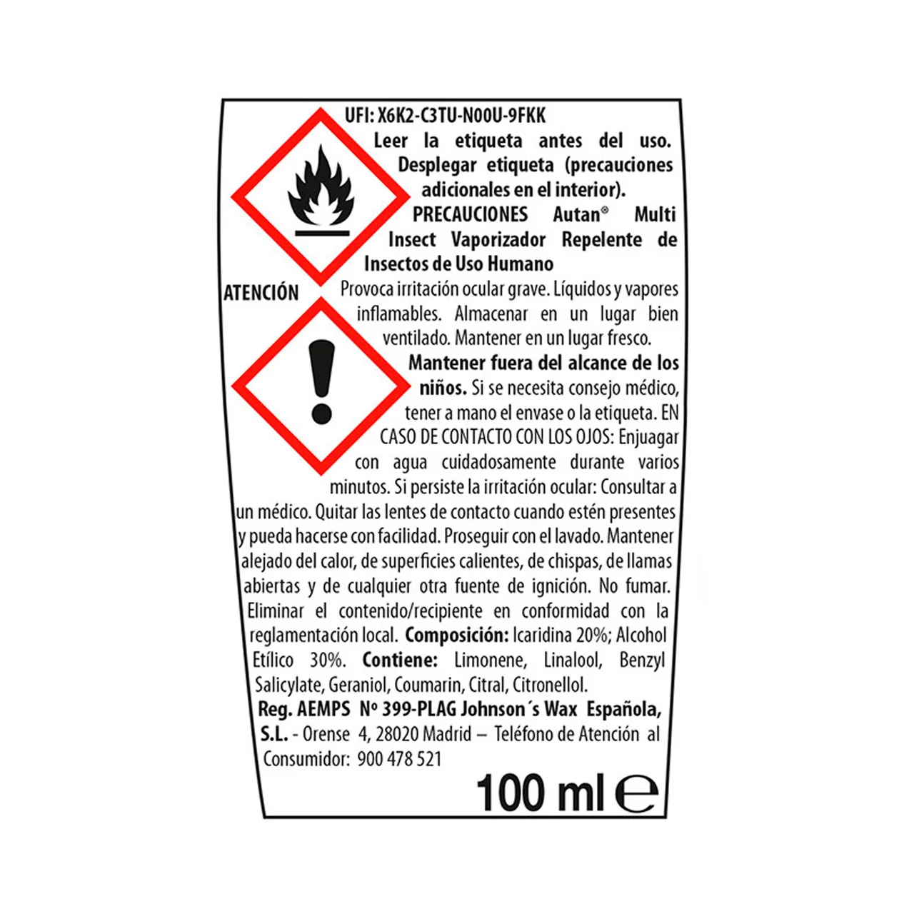 Repelente, protección mosquitos (Común y tigre) y garrapatas 100 ml