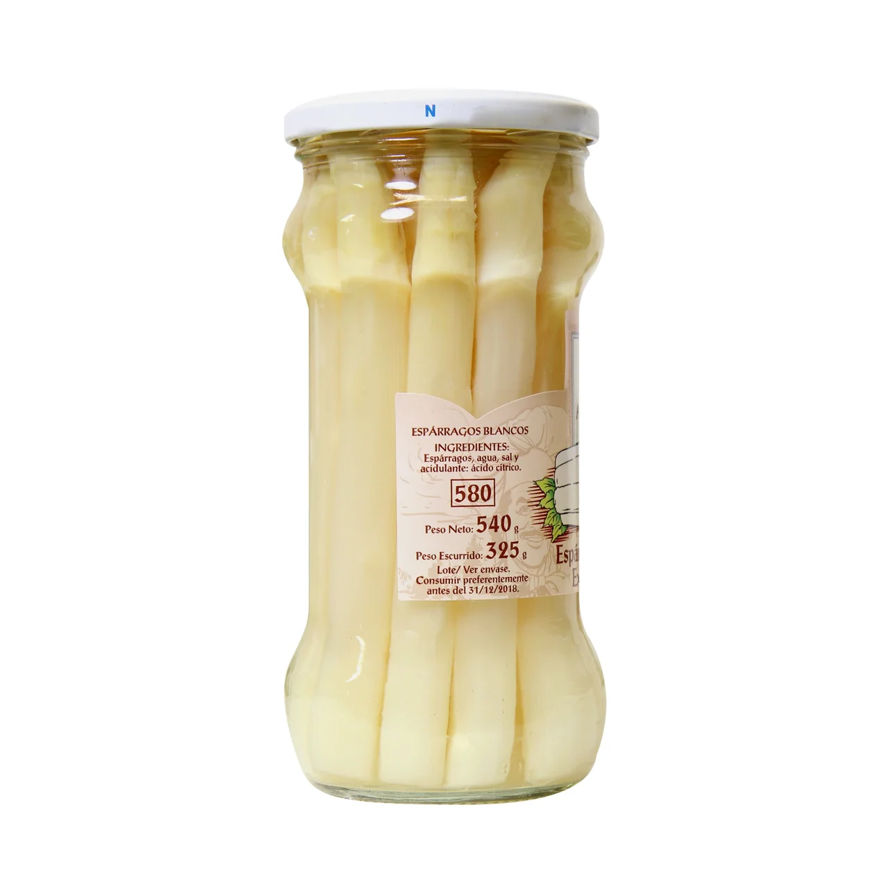 Espárragos blancos 9/12 piezas frasco de 325 g.