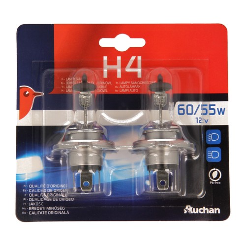 2 bombillas H4, 55W,12V, PRODUCTO ALCAMPO